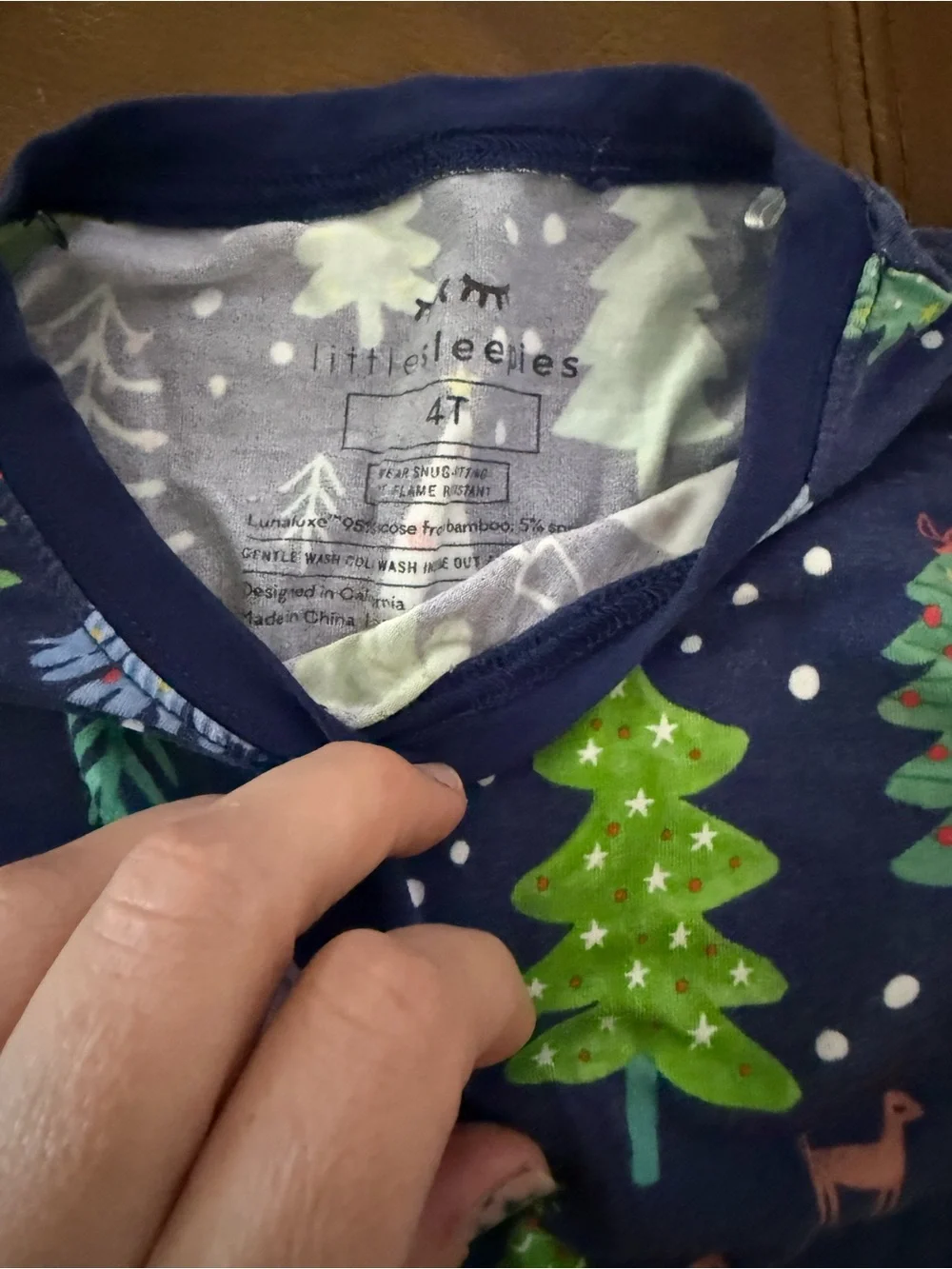 Little Sleepies Navy Blue Christmas Tree Print Pajama Set